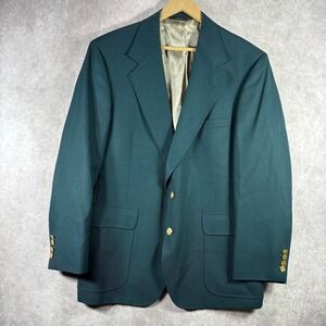Talbot Jaimes Blazer Men 42R Green Sport Coat Gold Button Two Button Made in USA